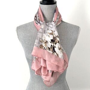 Dana Buchman Floral Monogram Pink & Gray Wrap 42” Versatile Feminine Summer NWOT
